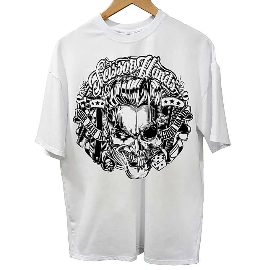 Limited edition white oversized Scissor Hands T-shirt for men.