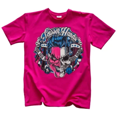 Limited edition pink oversized Scissor Hands T-shirt for men.