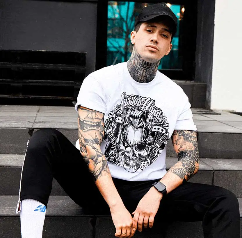 Limited edition white oversized Scissor Hands T-shirt for men.