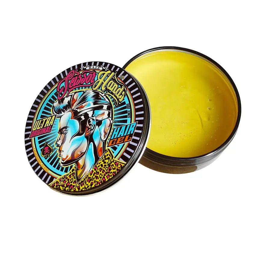 Texture of RAZE hair styling gel by Scissor Hands with strong hold and moderate shine.