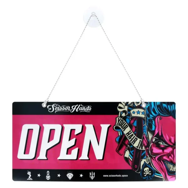 Вывеска OPEN CLOSED Scissor Hands для барбершопа