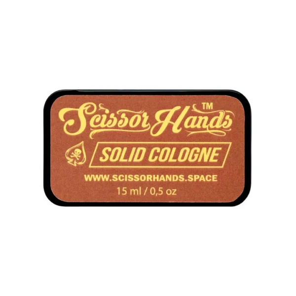 Brown solid cologne by Scissor Hands with a coffee fragrance in a convenient format.