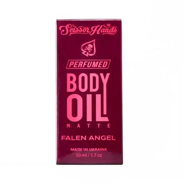 Fallen Angel perfumed dry body oil by Scissor Hands with notes of berries, vanilla, and patchouli.
