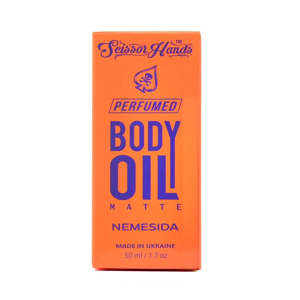 Nemesida perfumed dry body oil by Scissor Hands with a warm spicy-vanilla fragrance.