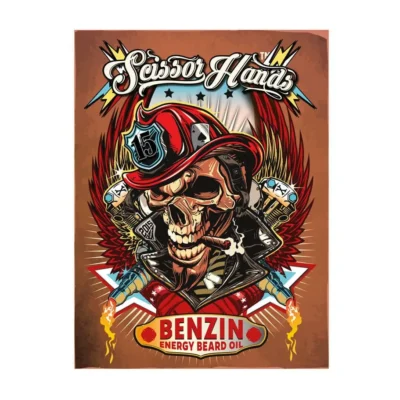 Benzin Scissor Hands decorative poster for a barbershop.