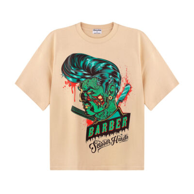 Scissor Hands Barber men's T-shirt with a bold graphic design.