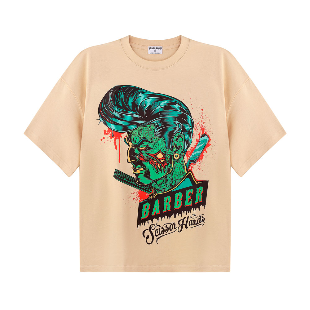 Scissor Hands Barber men's T-shirt with a bold graphic design.