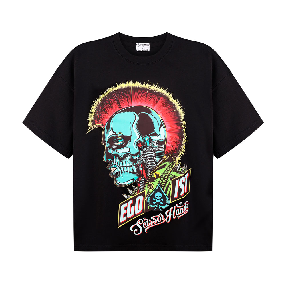 Scissor Hands EGOIST men's T-shirt with a bold graphic design.