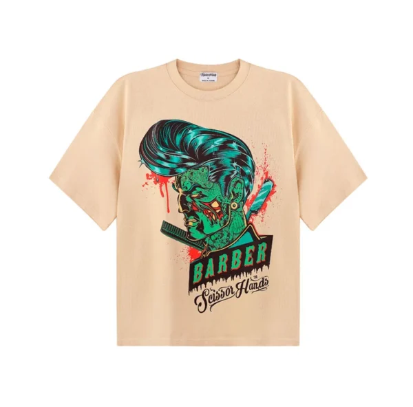 Мужская футболка Scissor Hands Barber с ярким дизайном.