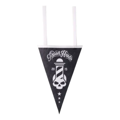 Black decorative Scissor Hands flag for a barbershop.