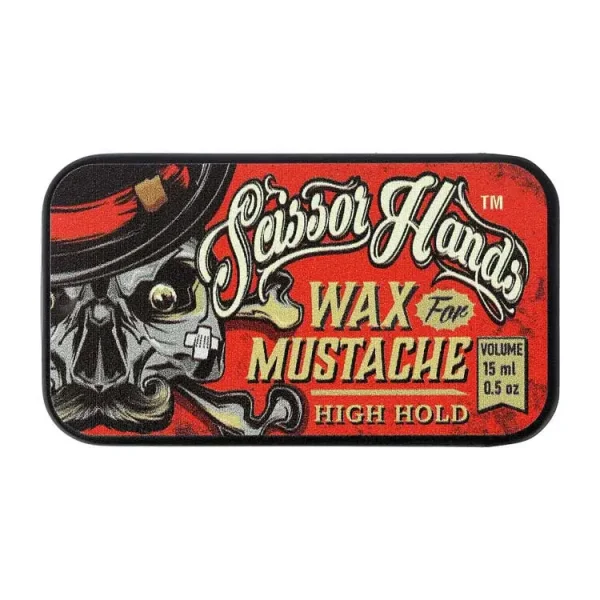 Scissor Hands mustache wax — shape retention and precise control of grooming details.